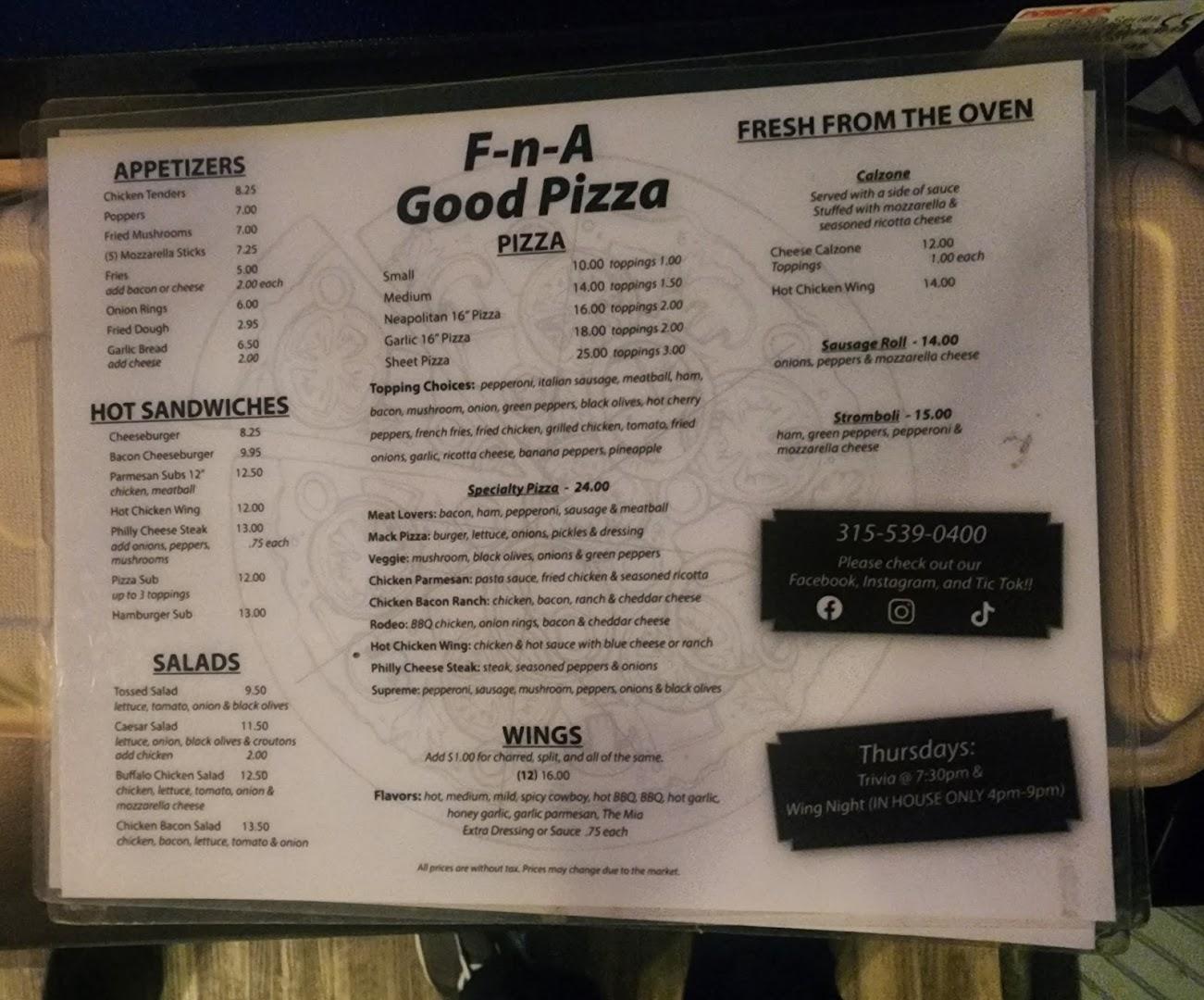 F-n-A Rhythm And Booze Menu image 1
